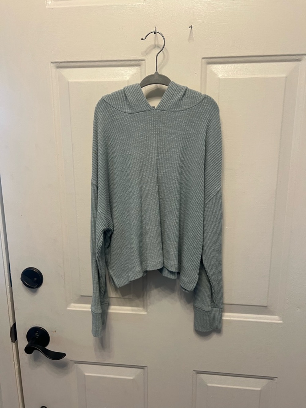 Old Navy Light Sage Hoodie Ribbed Sweater, Super Soft, Girl’s Medium (8)